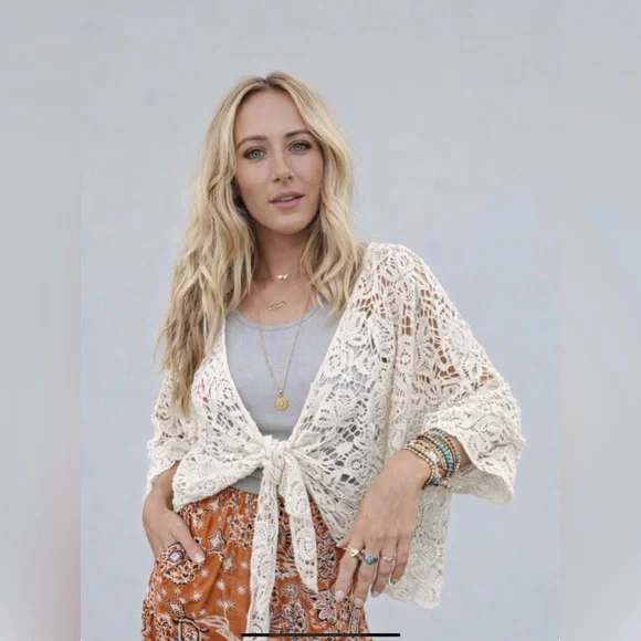 CROCHET PETAL KIMONO WRAP - BNWT - ONE SIZE - NATURAL - Picture 3 of 5